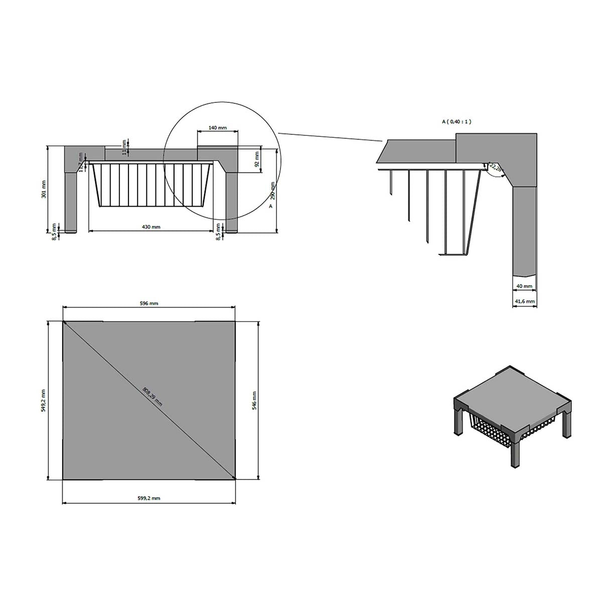 Stand for Washing Machine & Dryer | Wire basket | 200 kg | White