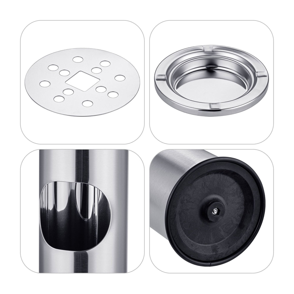 Standing Ashtray with 8L Bin – Stainless Steel