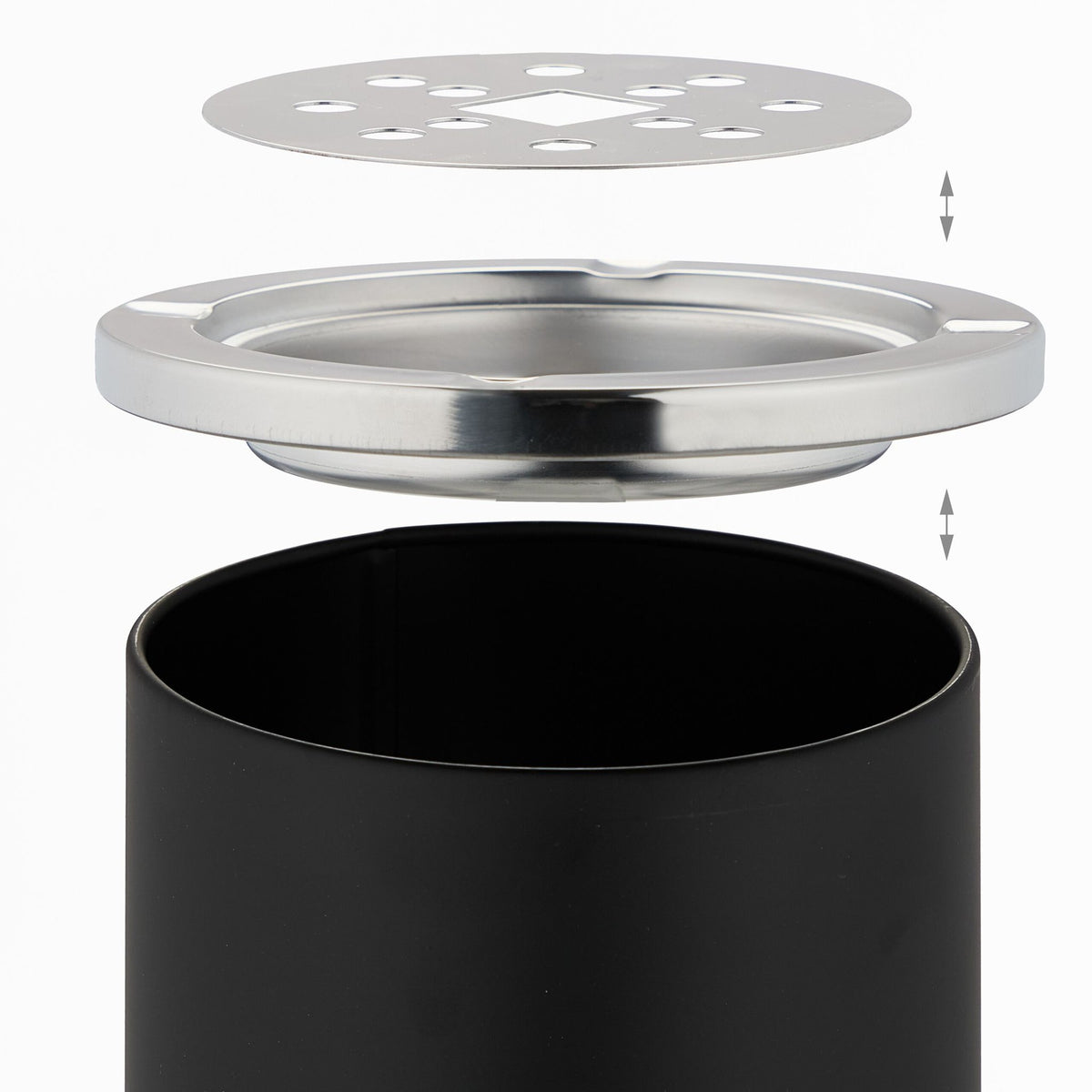 Standing Ashtray with Waste Bin, 56 cm, Black