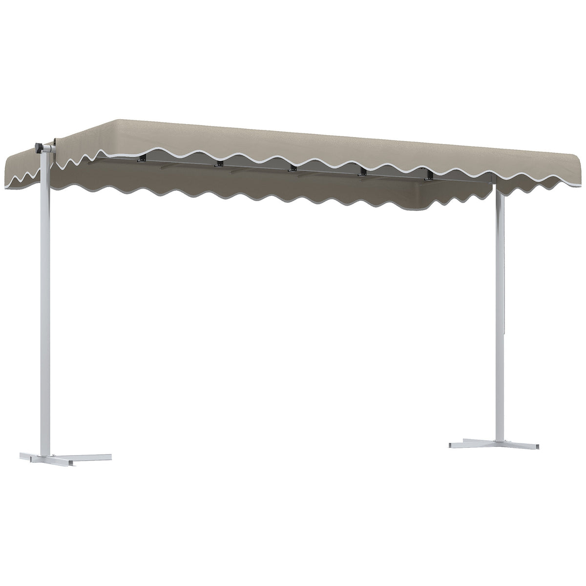 Standing Awning 4.02 X 2.27 M Garden Awning With 360° Rotating Roof, Extendable Awning, Sun Protection For Patio, Garden, Polyester, Khaki