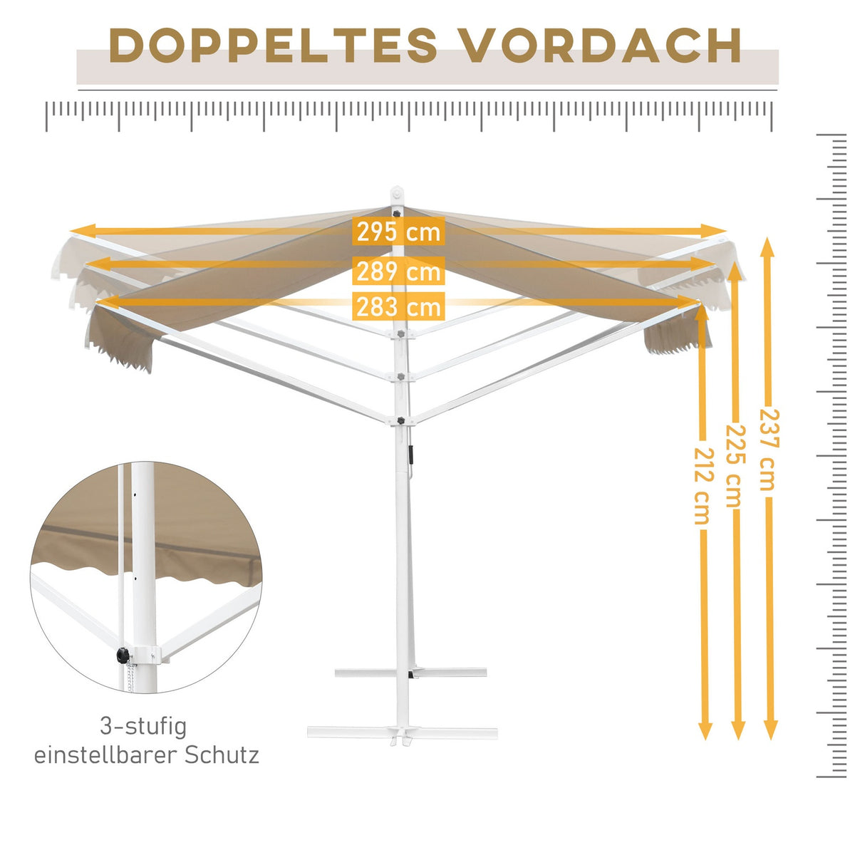 Standing Awning Garden Awning Awning With Folding Arm Crank Patio Beige 3X3M