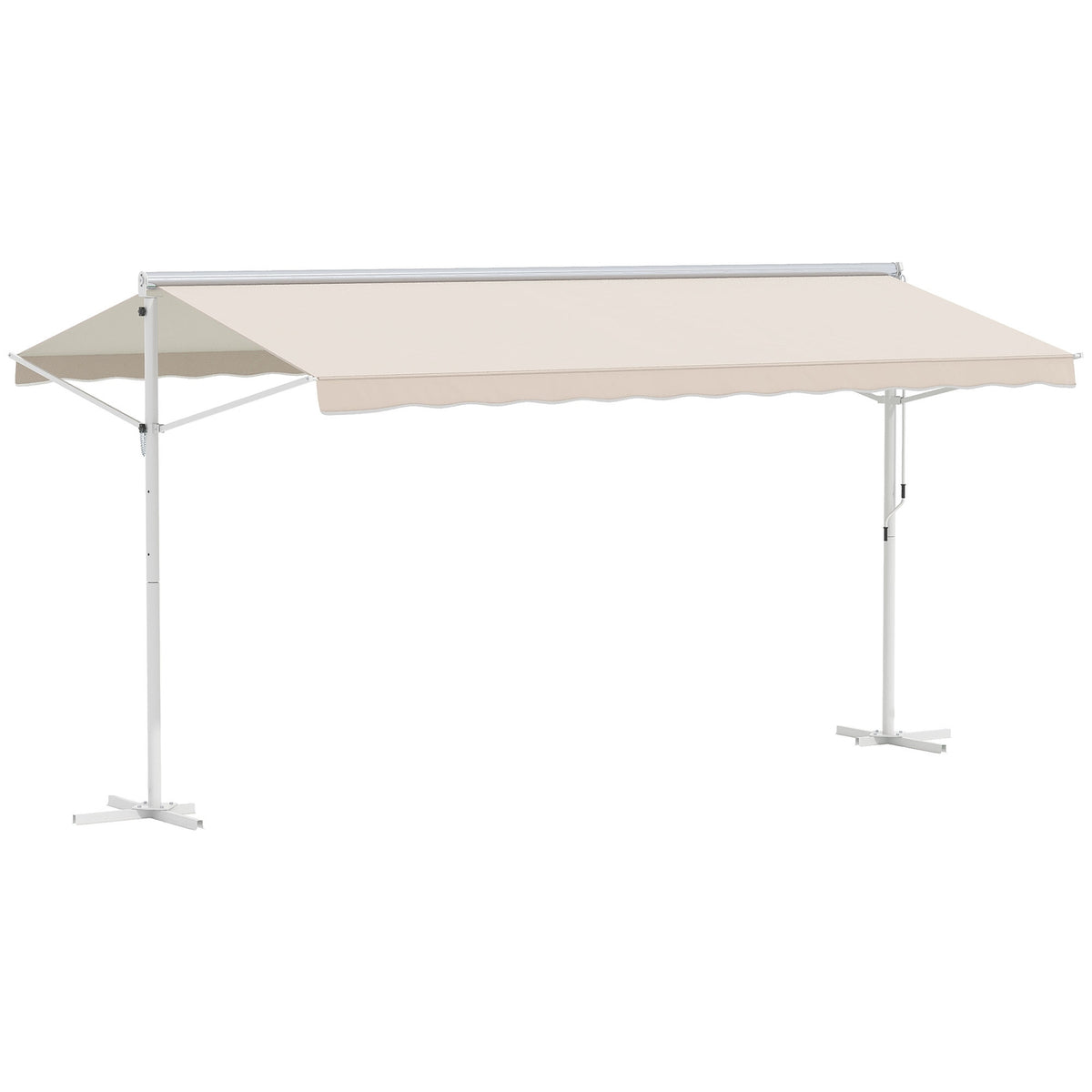 Standing Awning Garden Awning Awning With Folding Arm Crank Patio Beige 4.5X3.4M