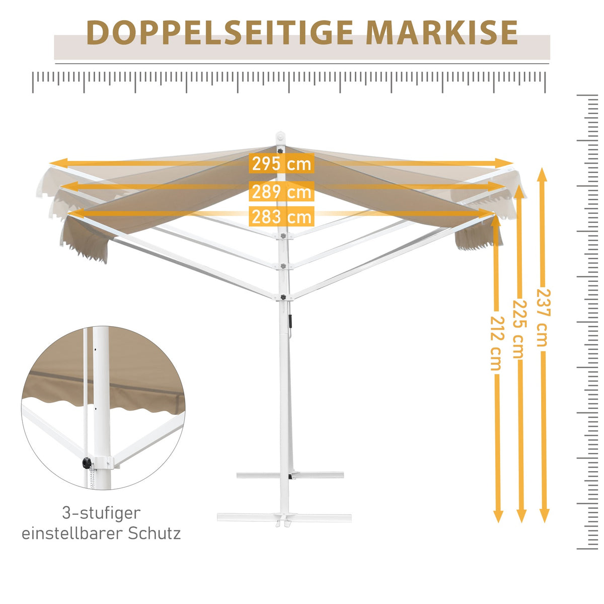 Standing Awning Garden Awning Awning With Folding Arm Crank Patio Beige 4.5X3.4M