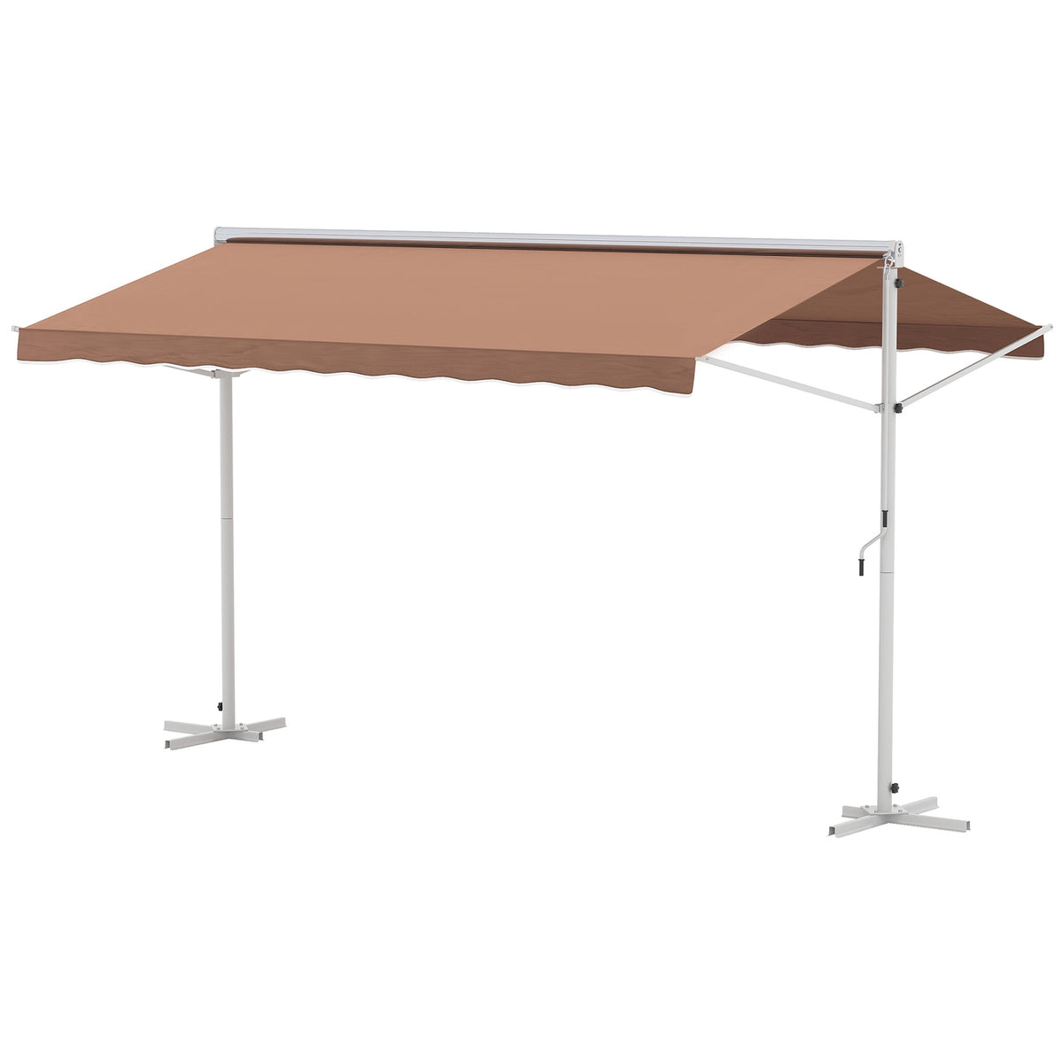 Standing Awning Garden Awning Awning With Folding Arm Crank Patio Brown 4.5X3.4M