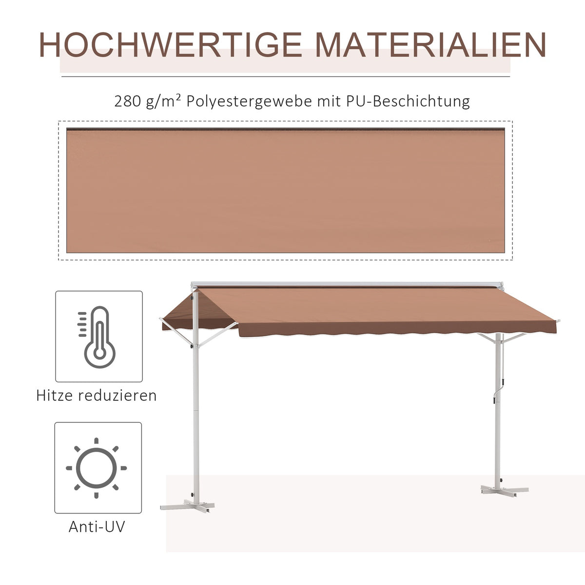 Standing Awning Garden Awning Awning With Folding Arm Crank Patio Brown 4.5X3.4M