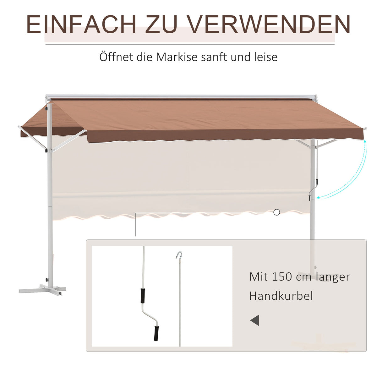 Standing Awning Garden Awning Awning With Folding Arm Crank Patio Brown 4.5X3.4M