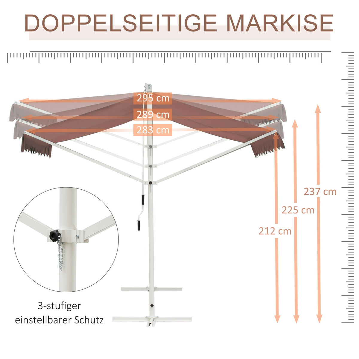 Standing Awning Garden Awning Awning With Folding Arm Crank Patio Brown 4.5X3.4M