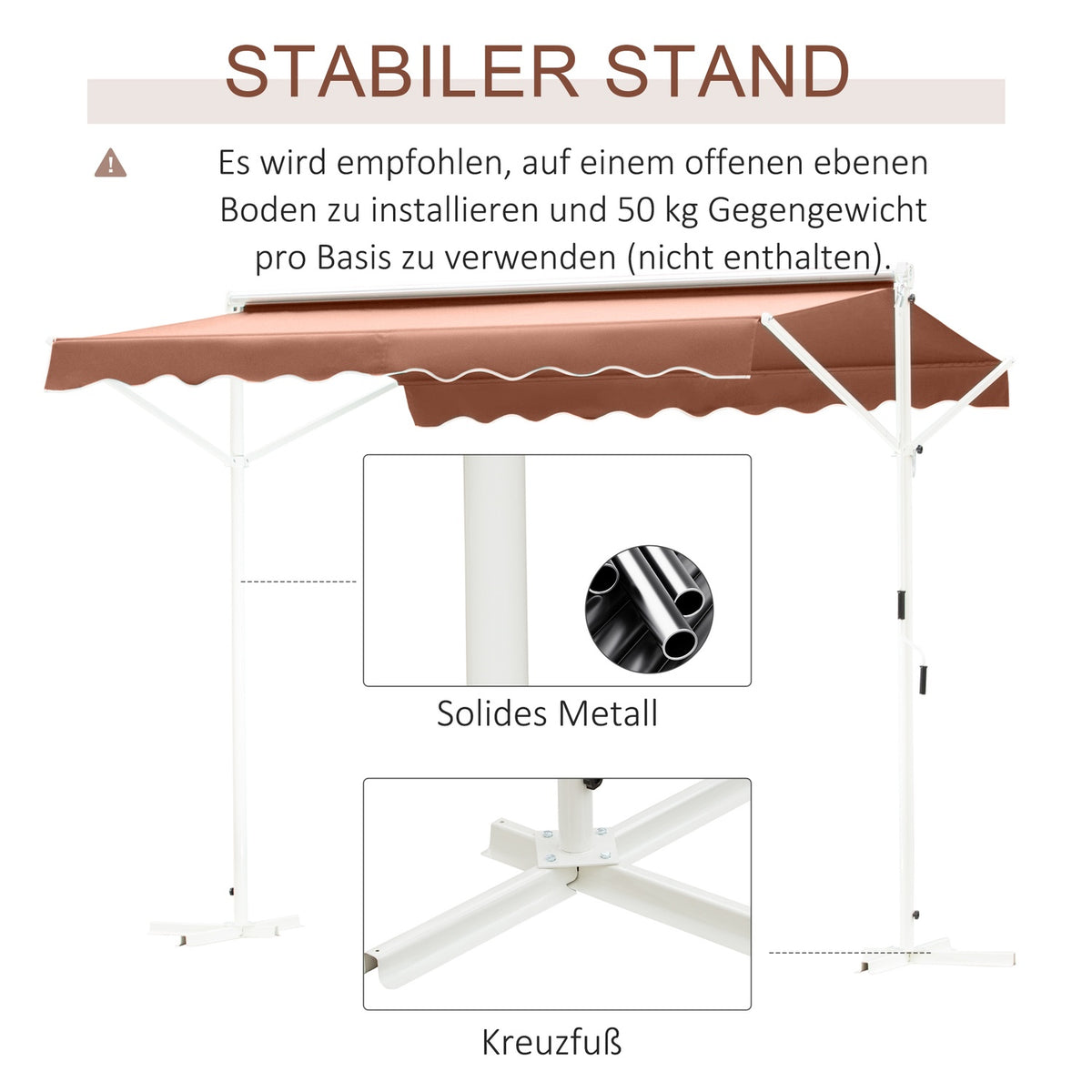 Standing Awning Garden Awning Awning With Folding Arm Crank Patio Brown 4X3M