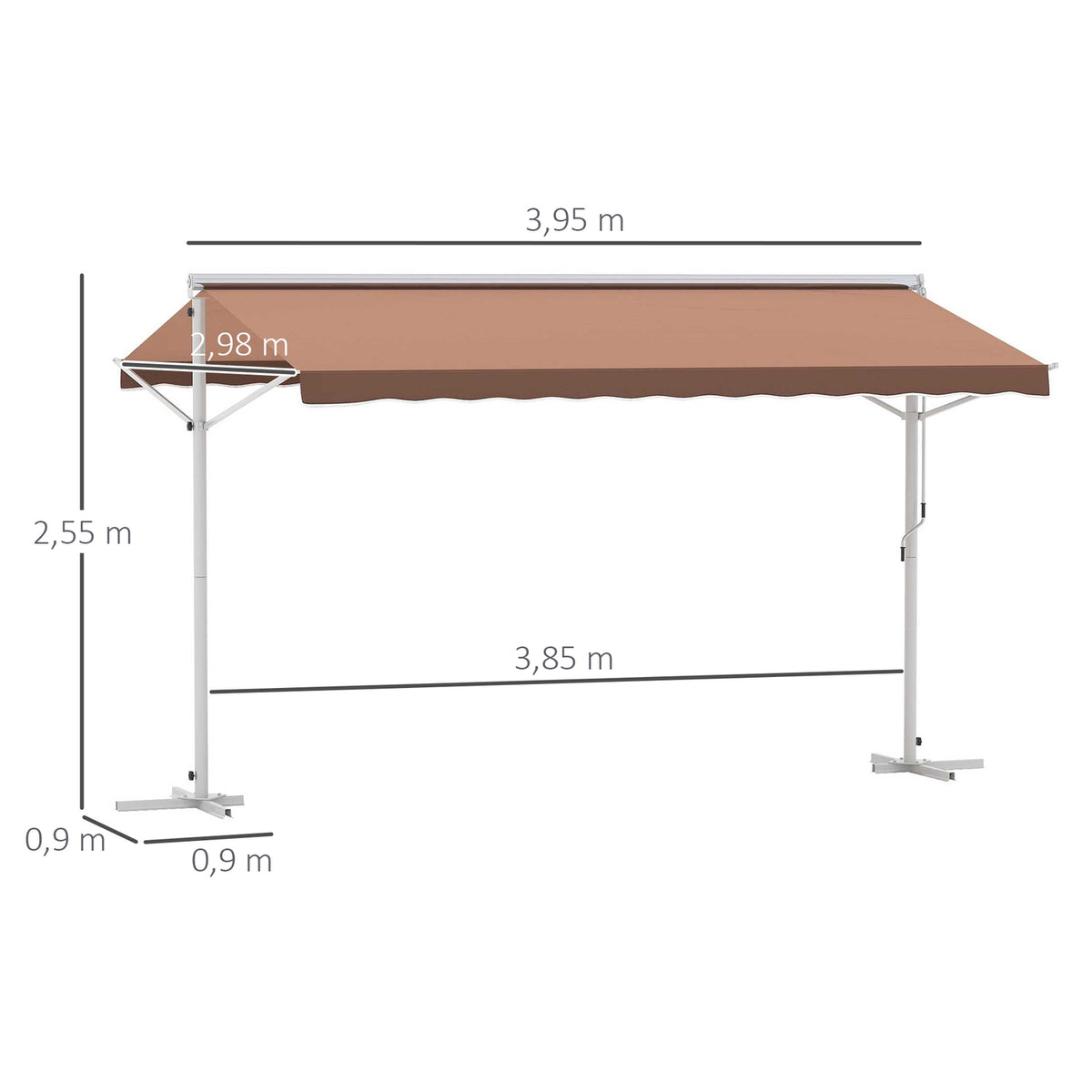 Standing Awning Garden Awning Awning With Folding Arm Crank Patio Brown 4X3M