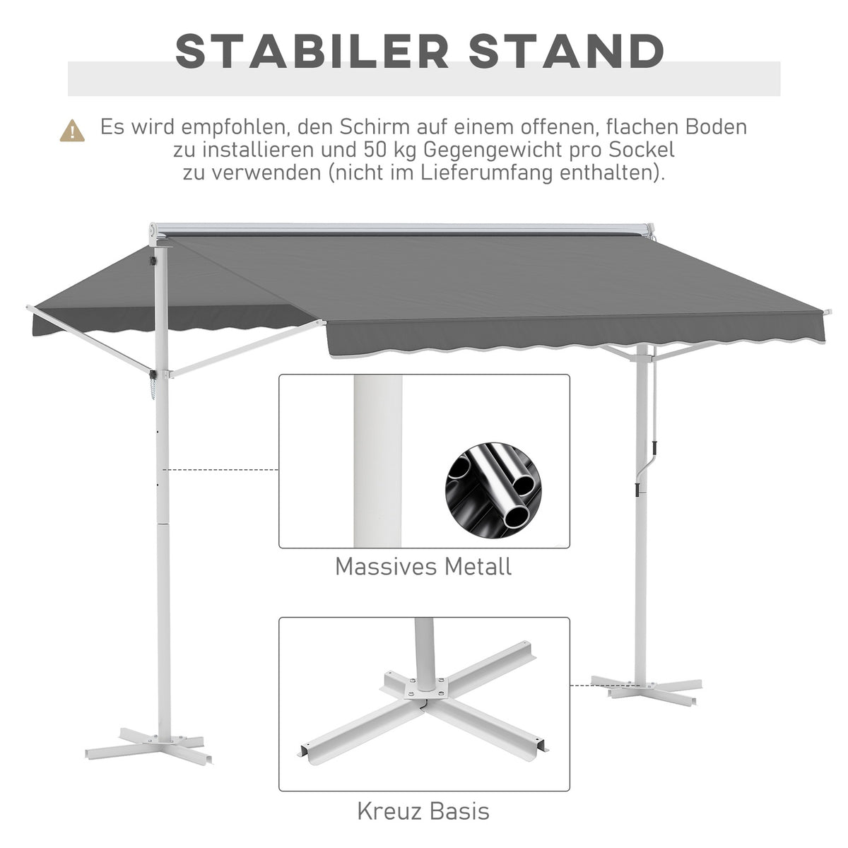 Standing Awning Garden Awning Awning With Folding Arm Crank Patio Gray 3X3M