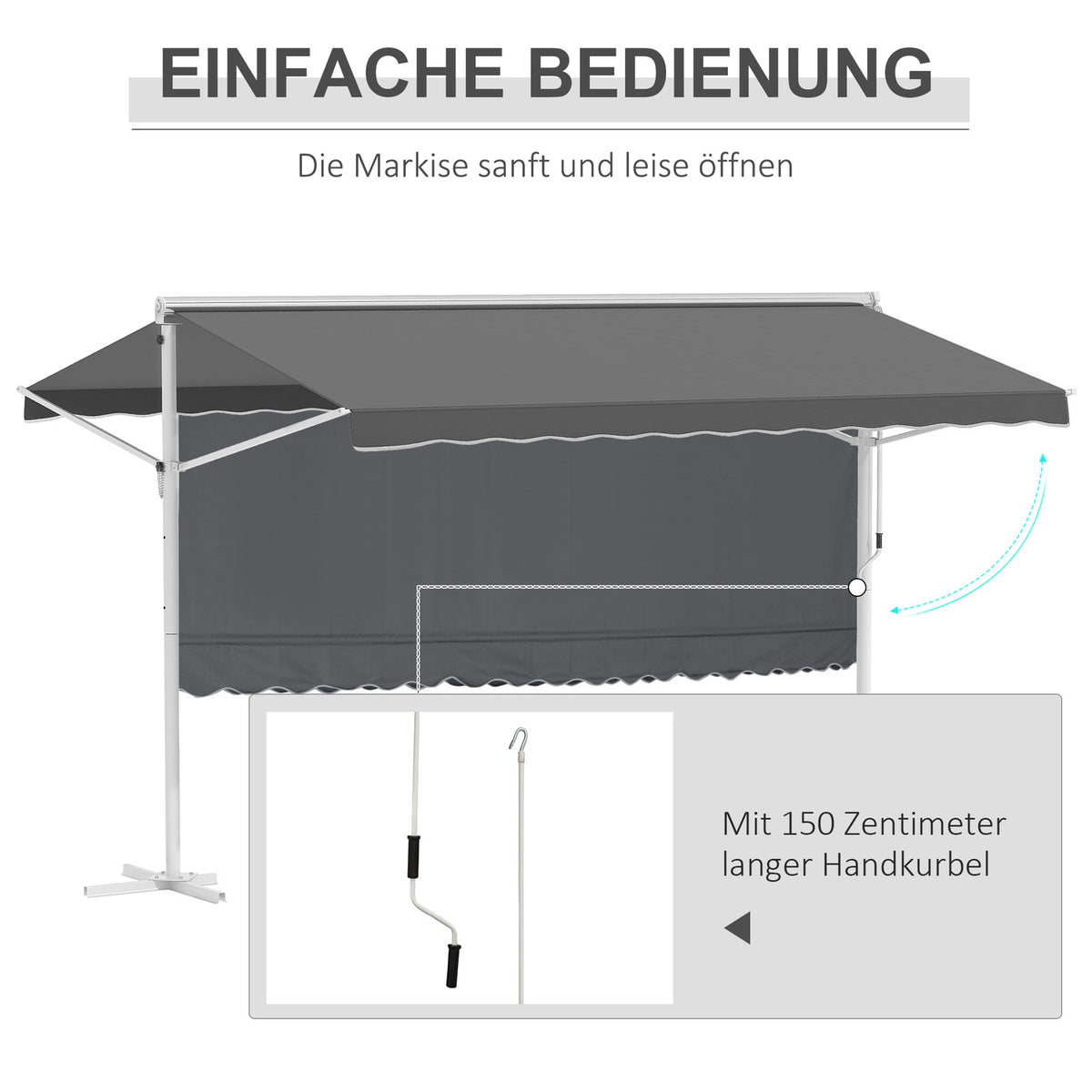 Standing Awning Garden Awning Awning With Folding Arm Crank Patio Gray 4X3M