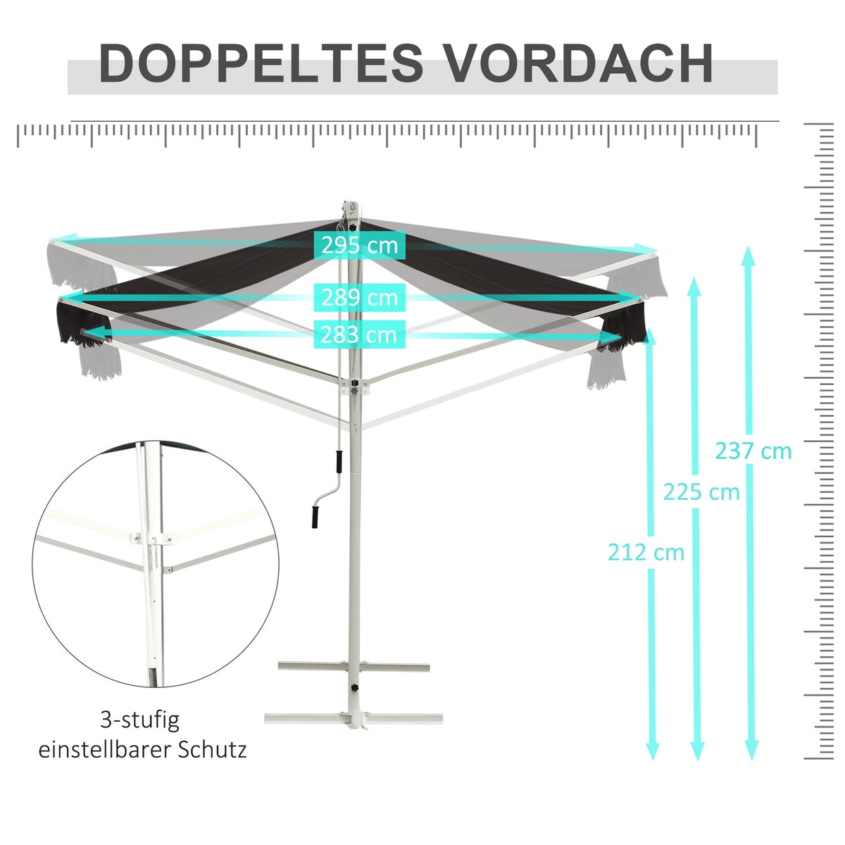 Standing Awning Garden Awning Awning With Folding Arm Crank Patio Gray 4X3M