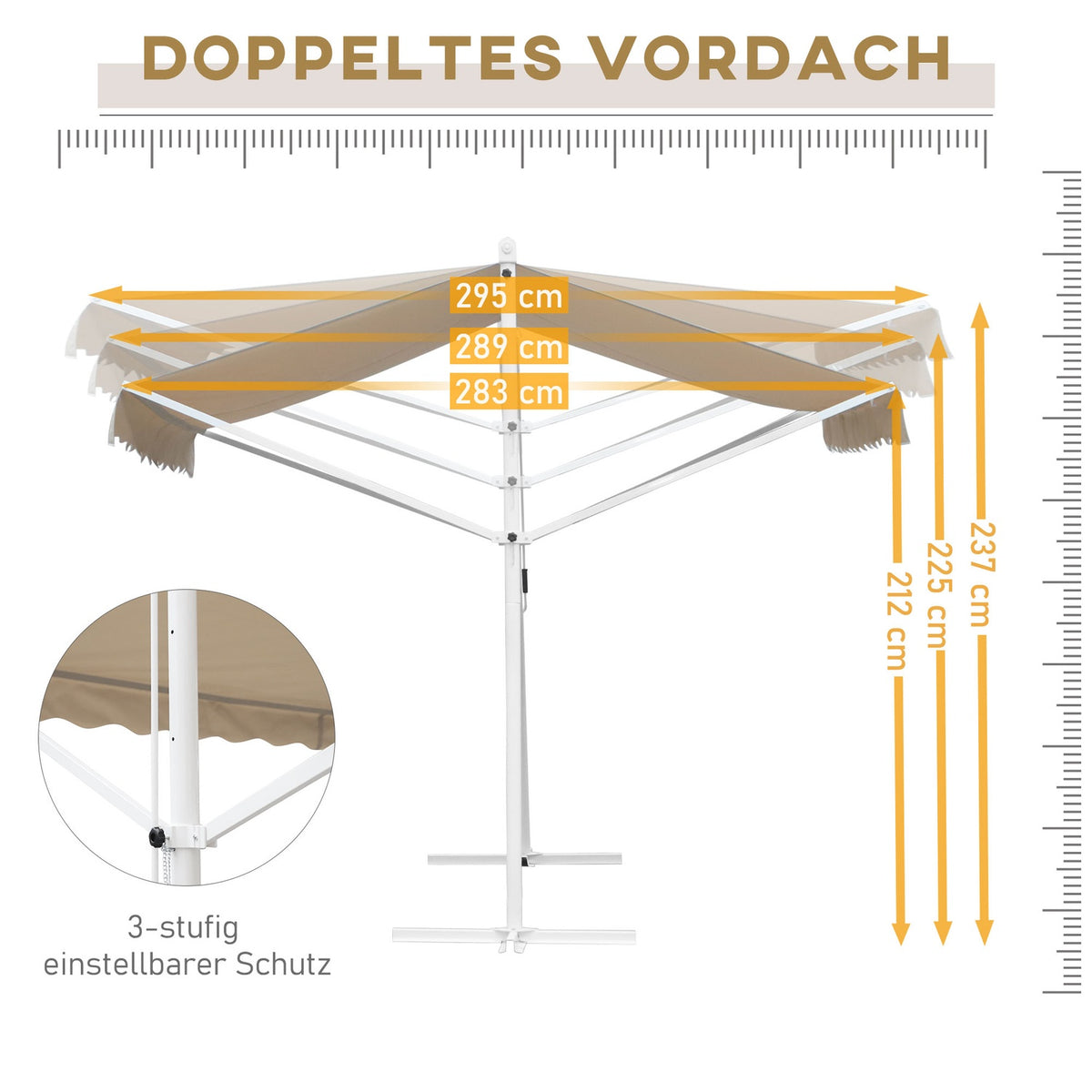 Standing Awning Garden Awning Folding Arm Crank 4X3M Beige Patio