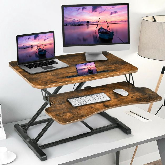 Standing Desk Converter, Gas Spring, Keyboard Tray, Tablet Holder