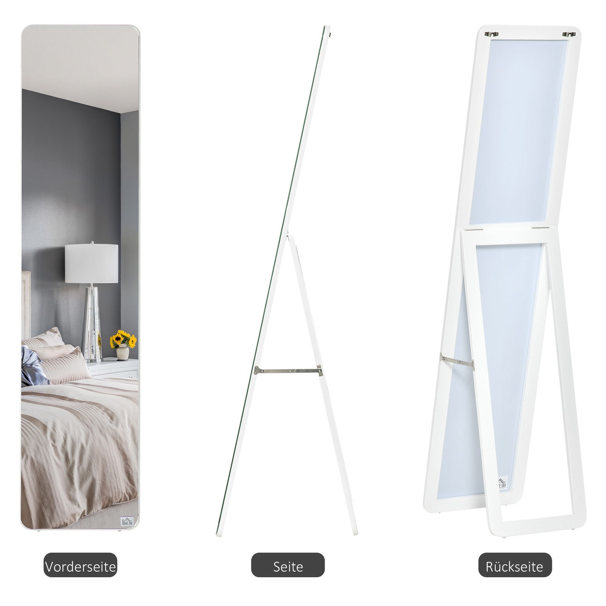 Standing Mirror, Full-Length Mirror With Folding Frame, Make-Up Mirror, Free-Standing Or Wall-Mounted, Stable For Living Room, Dressing Room