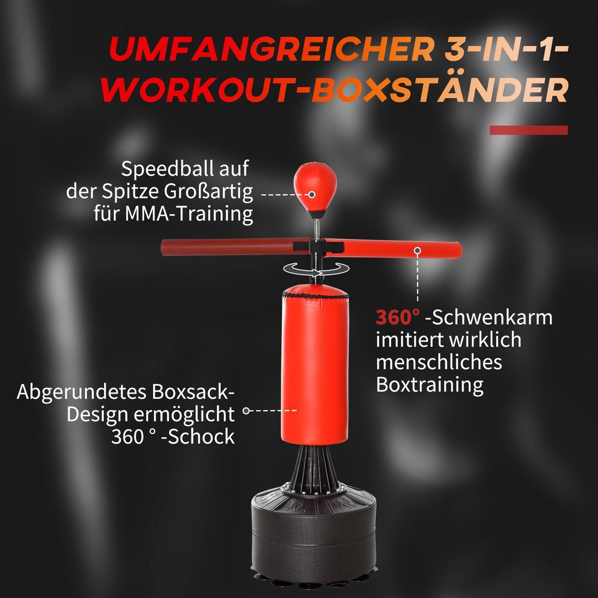 Standing Punching Bag Boxing Training Device With Accessories Boxing Assistant Training Punching Bag Black Red 88 X 48 X 155-205 Cm