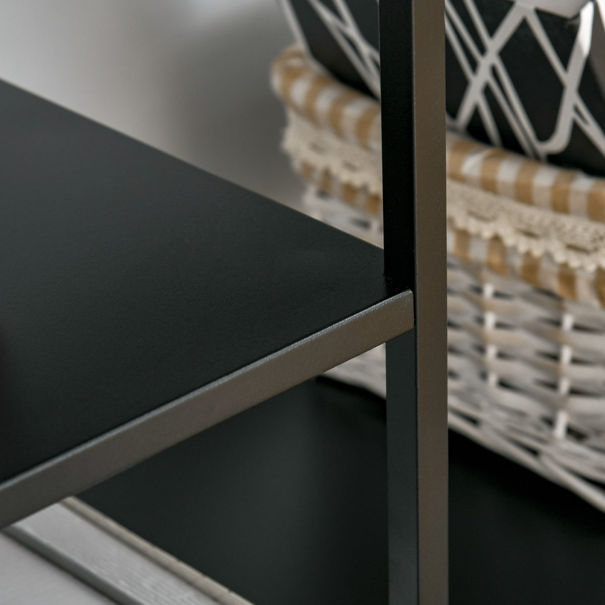Standing Shelf Bookcase With 5 Open Compartments, Filing Shelf, Kitchen Shelf, Metal, Black, 120 X 35 X 87.5 Cm