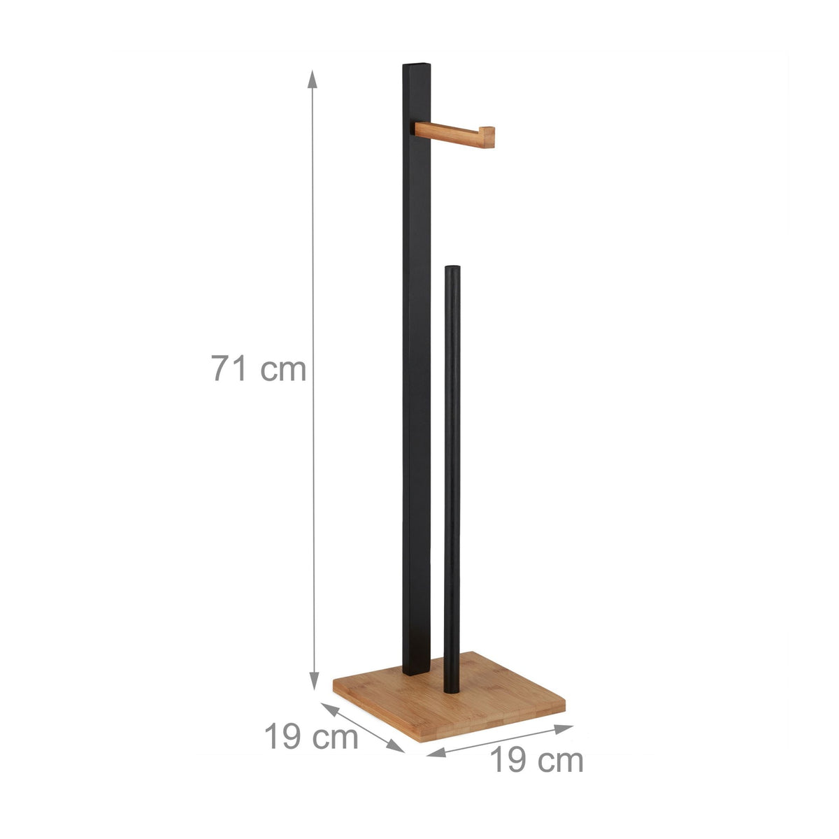 Standing bamboo toilet paper holder