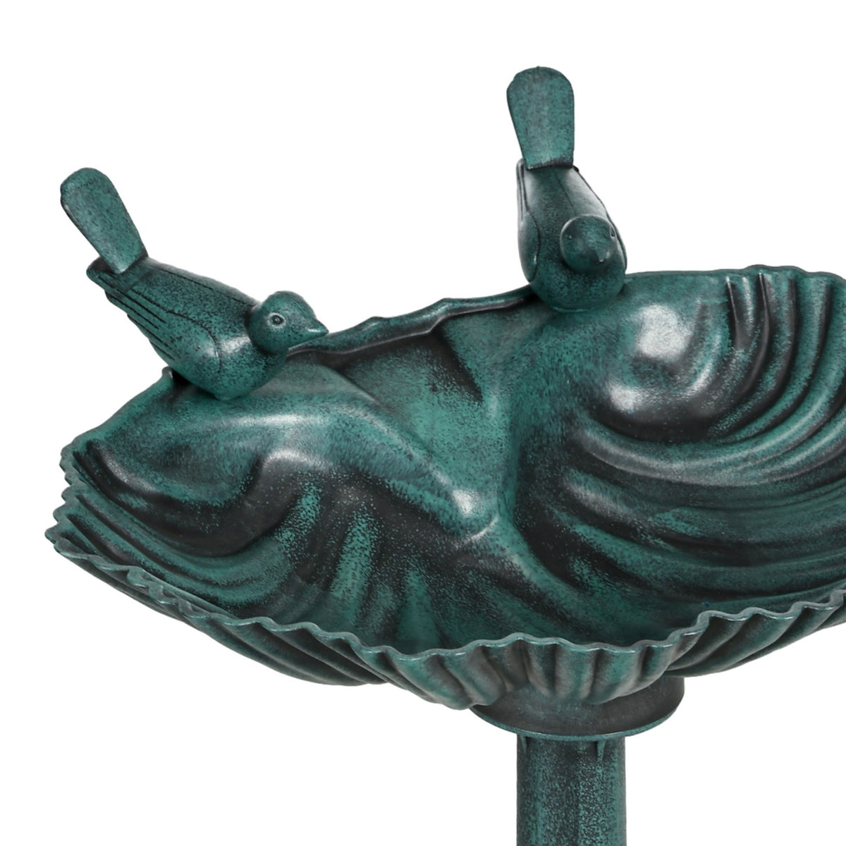 Standing bird bath, bird bath made of plastic, frost-proof bird basin, winter-proof water drinker for wild birds, water bowl, water point for garden, terrace, balcony, 49.5 x 38 x 81 cm, dark green