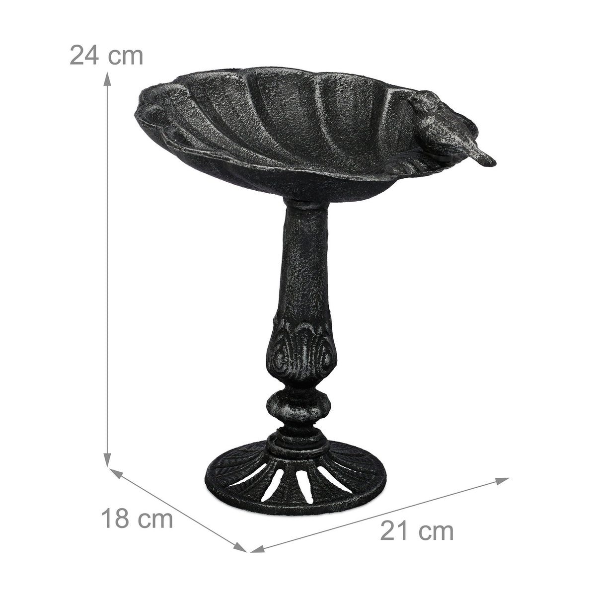 Standing bird bath in cast iron