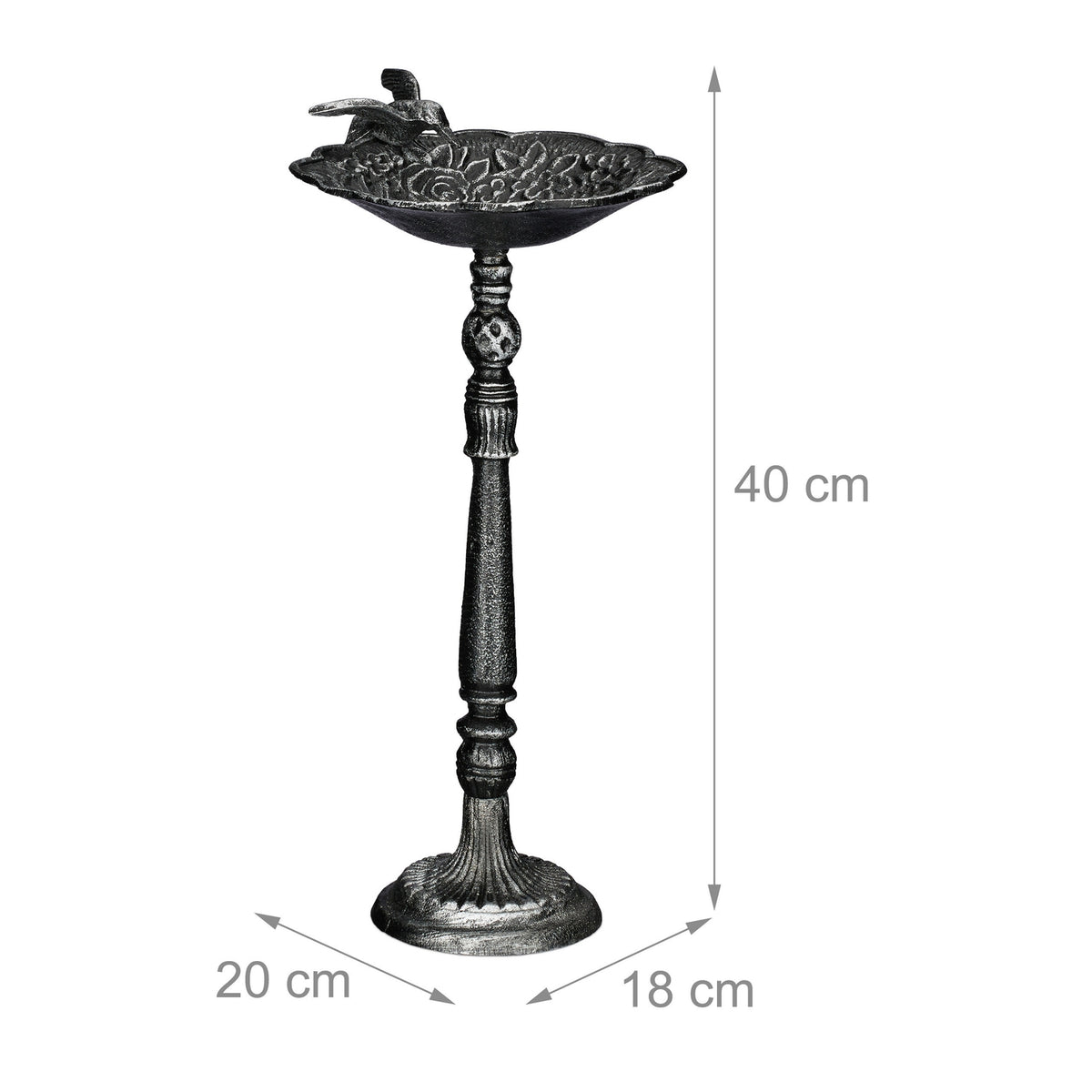 Standing bird bath in cast iron