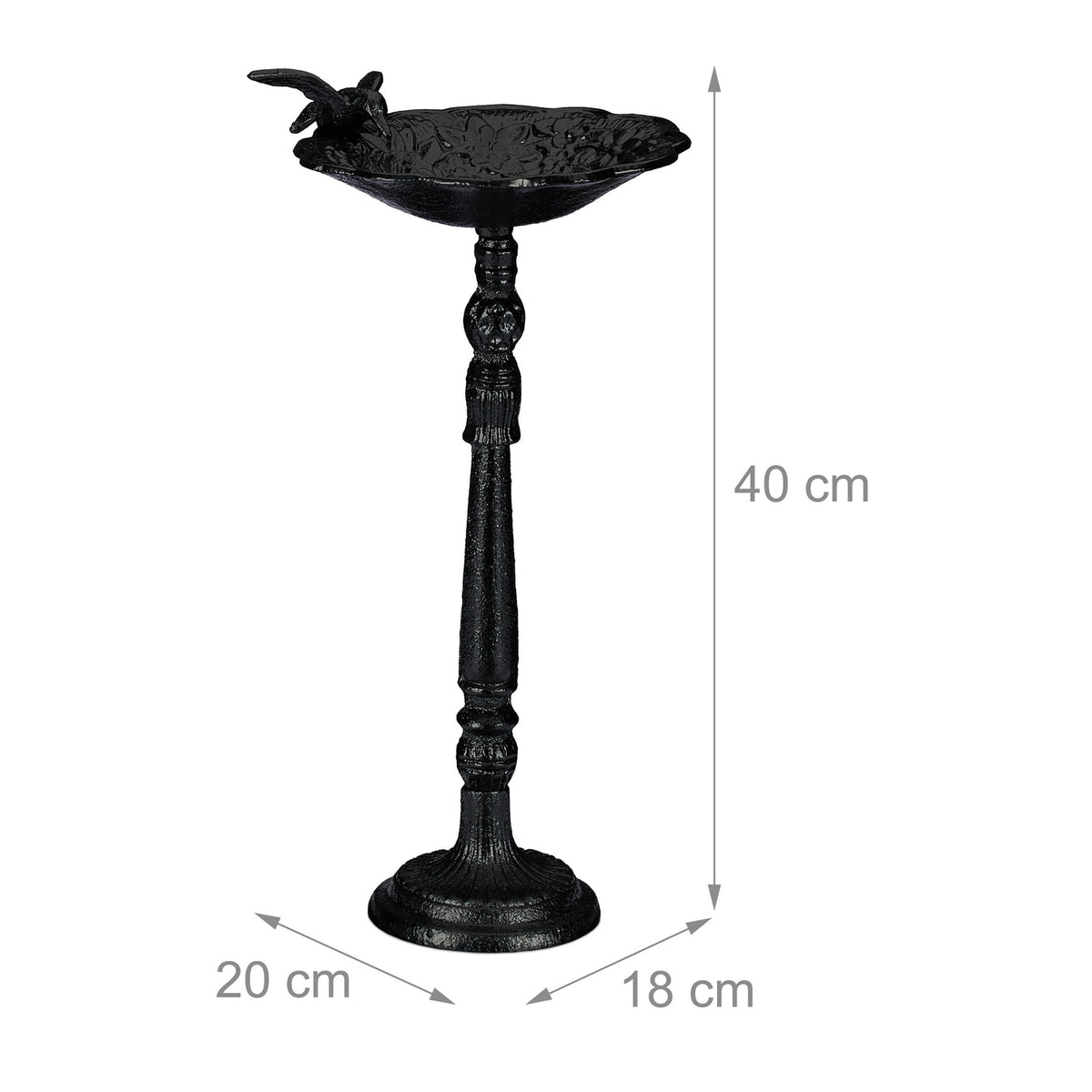 Standing bird bath in cast iron