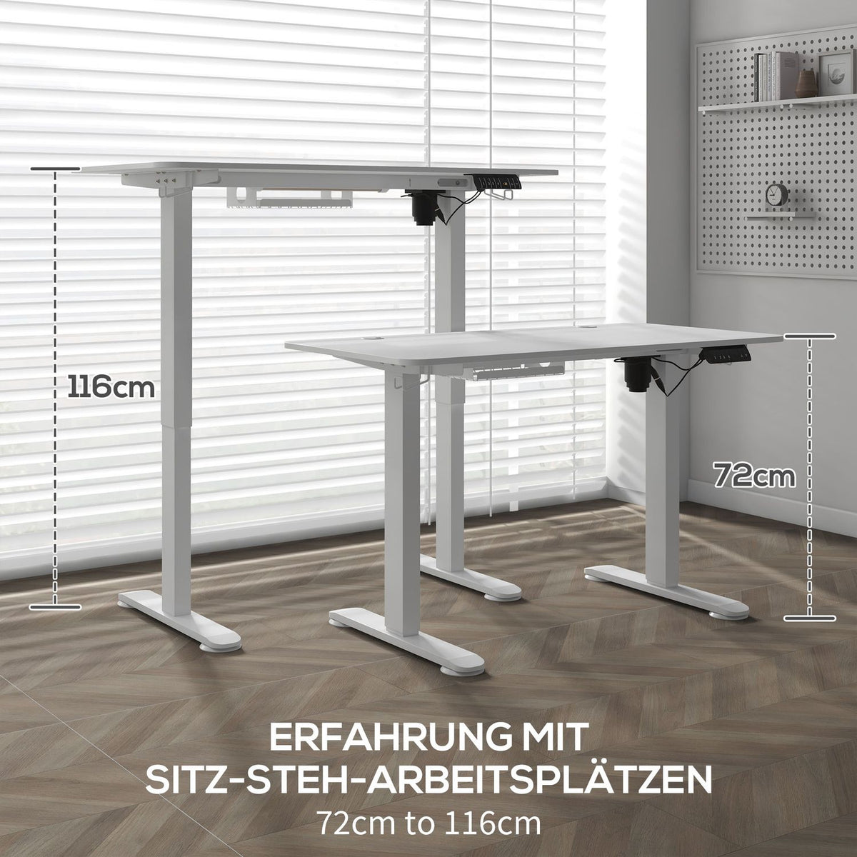 Standing desk height adjustable, electric, 120x60x72-116cm, with 3 presets, anti-collision, overheating protection, chipboard, whiteAoso