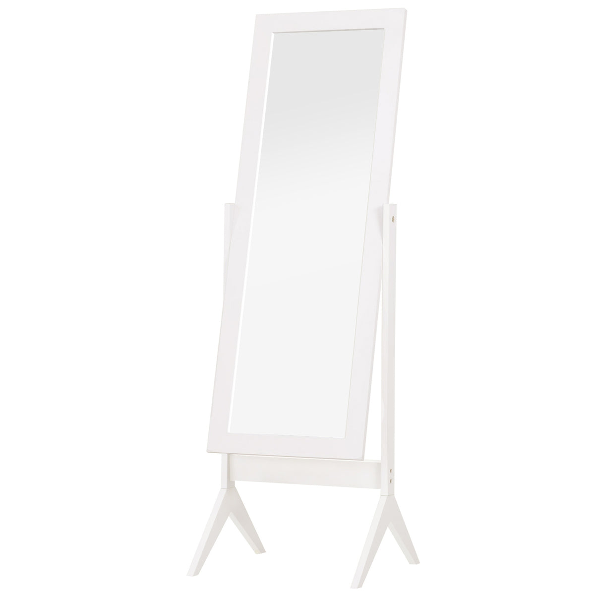 Standing mirror Elegant full-length mirror with raised feet, easy-care MDF, white, 47x46x148cm for bedrooms and hallways