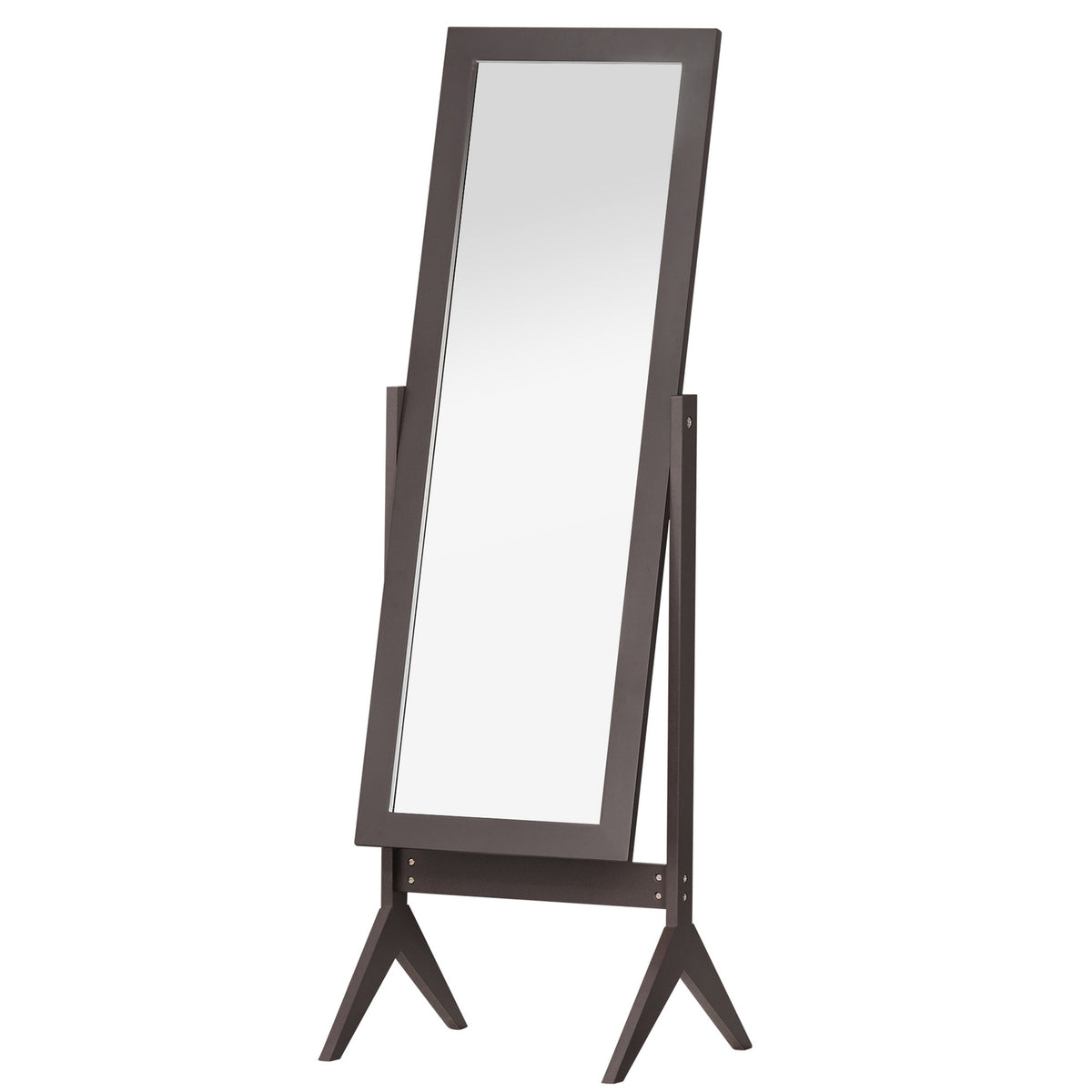 Standing mirror, full-length mirror, make-up mirror with raised feet, easy-care MDF coffee, 47 x 46 x 148 cm for bedrooms and hallways