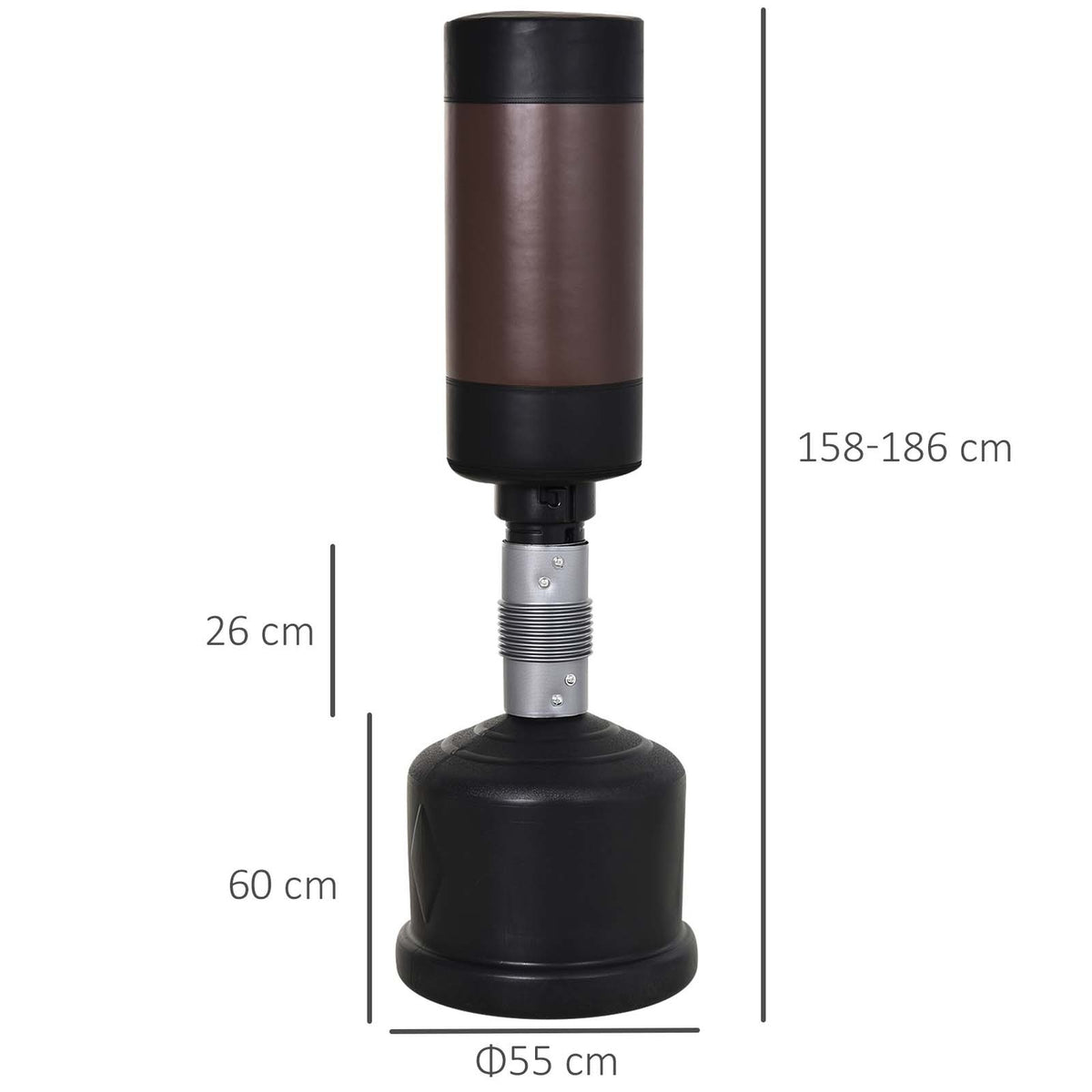 Standing punching bag boxing doll boxing dummy training boxing partner punching bag box 158-186 cm height adjustable NEW black + brown