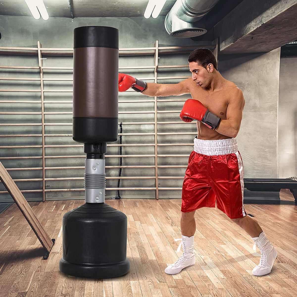 Standing punching bag boxing doll boxing dummy training boxing partner punching bag box 158-186 cm height adjustable NEW black + brown