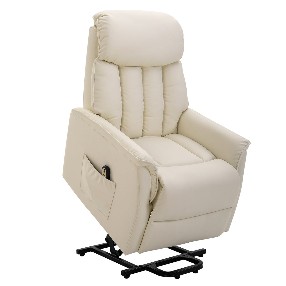 Stand-up chair, TV chair, armchair with stand-up aid, electric reclining function, faux leather, beige, 80 x 94 x 104 cm
