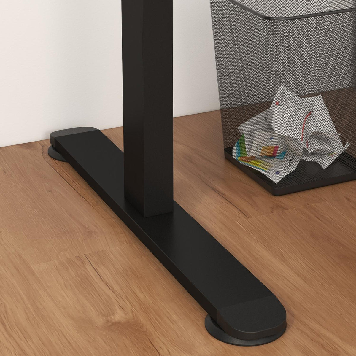 Stand-up desk, electric, with anti-collision, overheating protection, storage options, 140x70x72-116cm, chipboard, black
