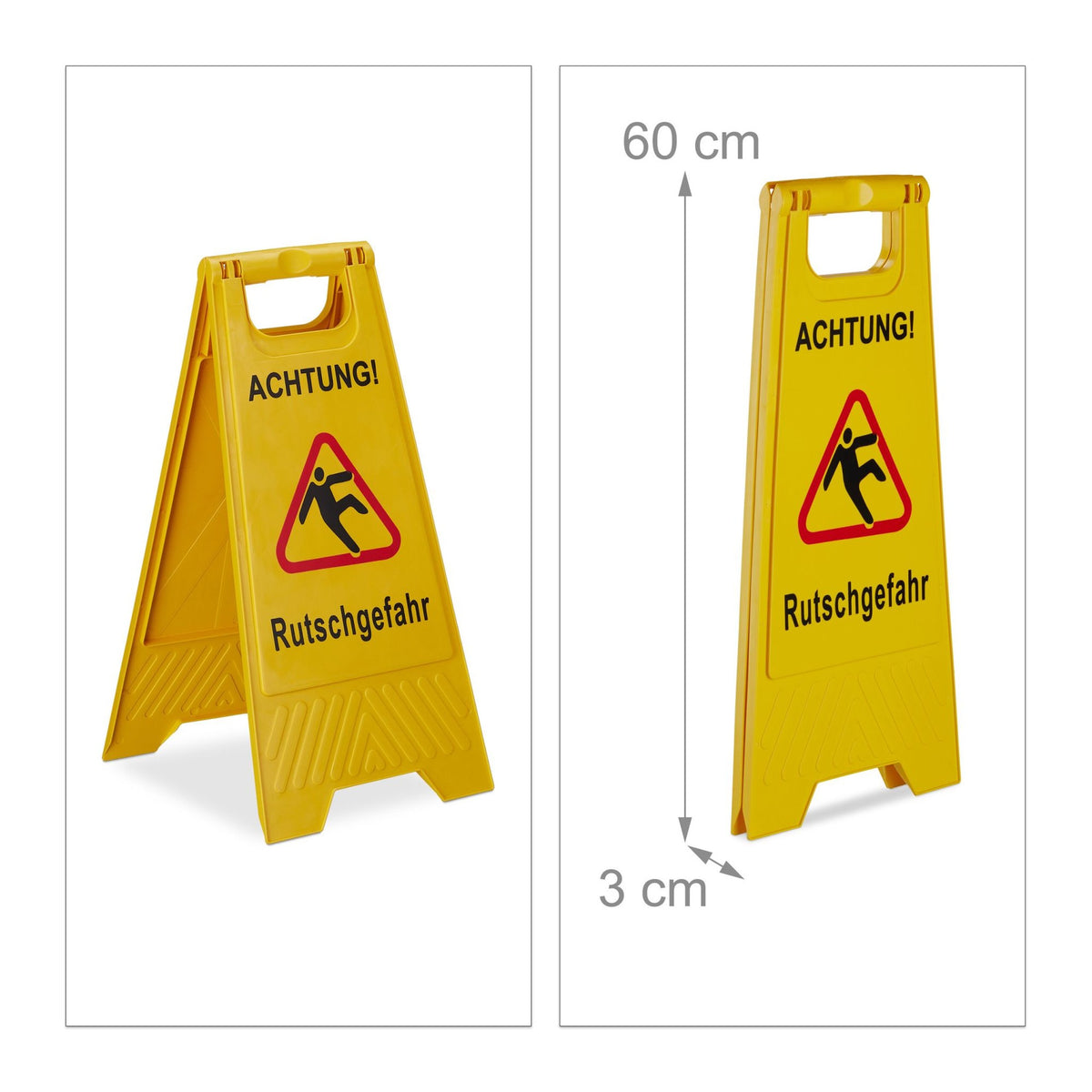Stand-up display for slip hazard in a set of 3