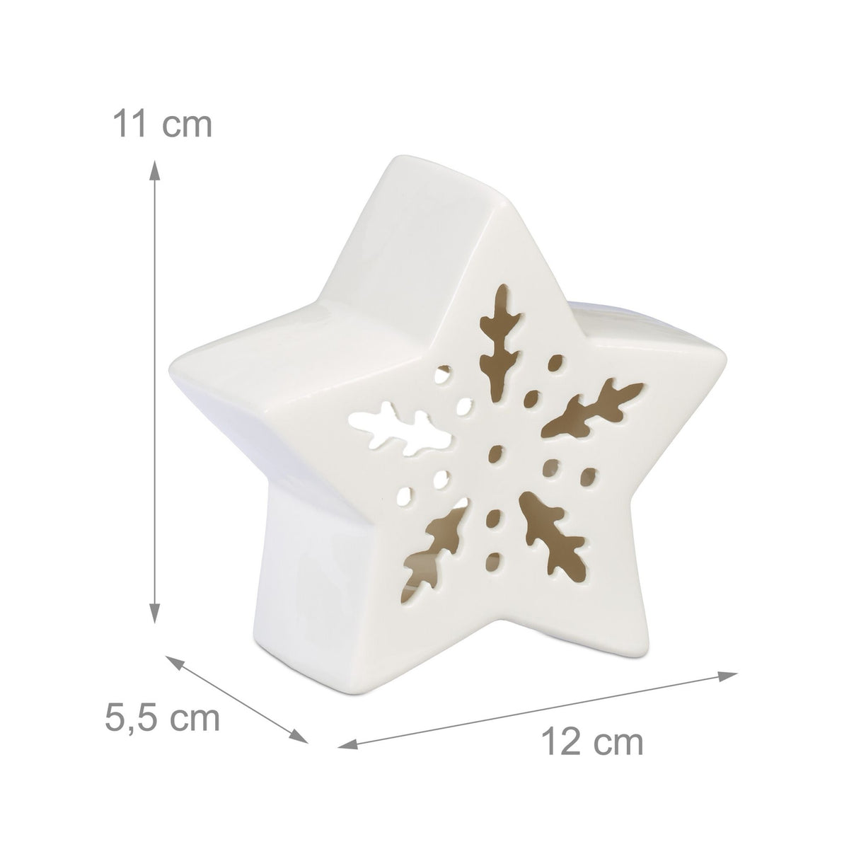 Star-Shaped Ceramic Tealight Holder, White