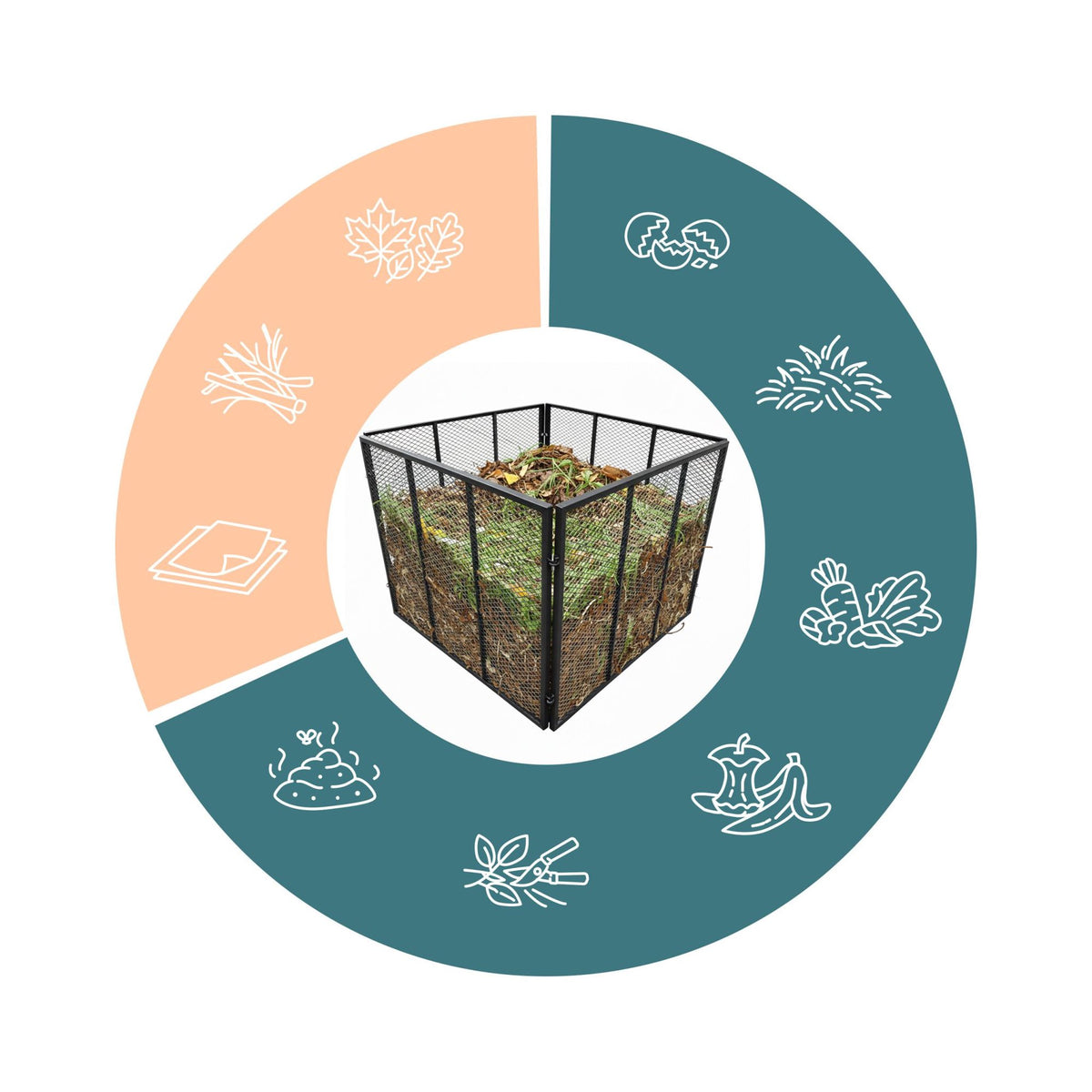 Steel Compost Bin, 800L Capacity, Galvanized Mesh