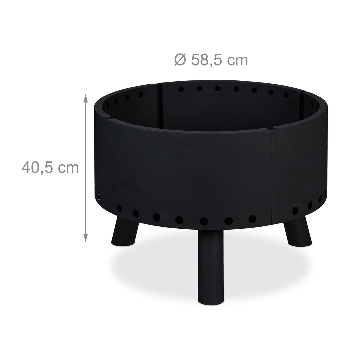 Steel Fire Bowl with Spark Guard and Heat Shield