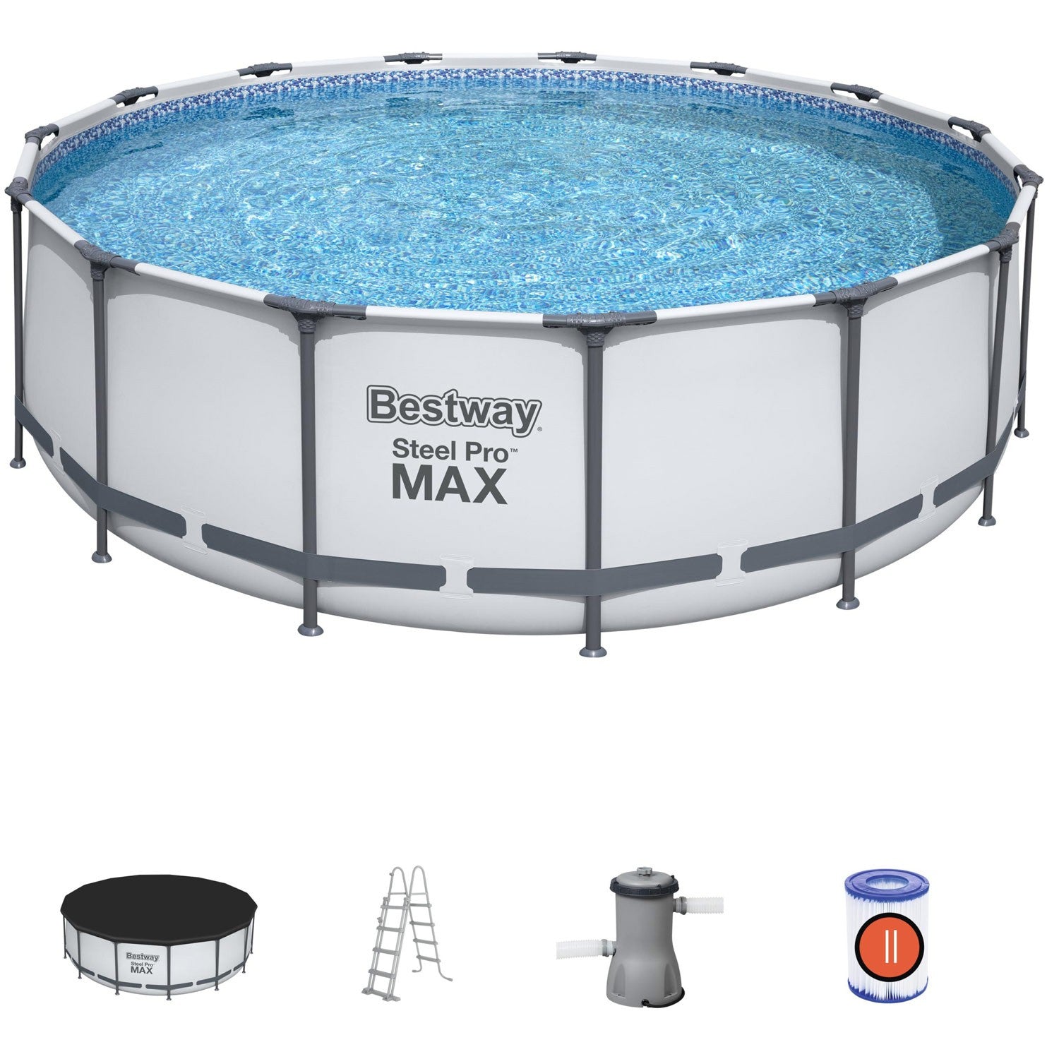 Steel Frame Above Ground Pool, 4.57m x 1.22m, Easy Setup