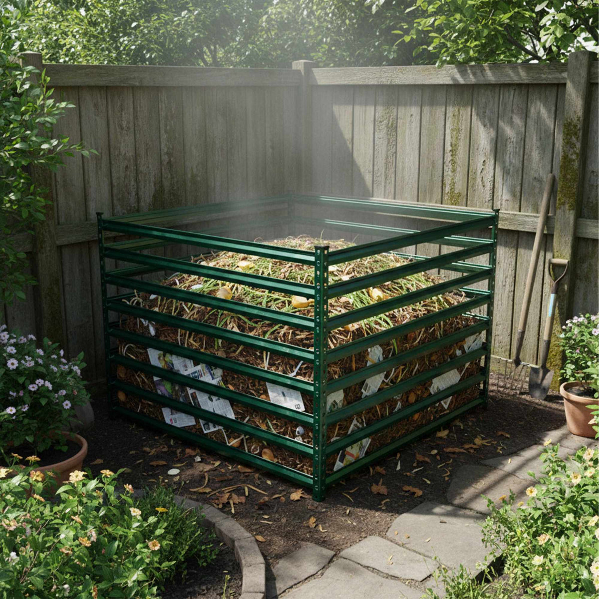 Steel Garden Composter, Open Slatted Design, Easy Assembly