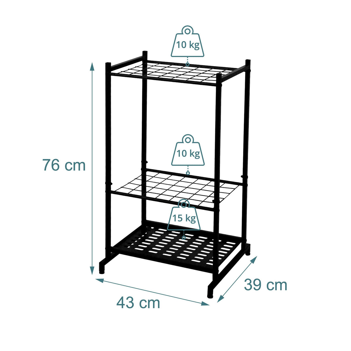 Steel Garden Tool Rack for 35 Tools – Black