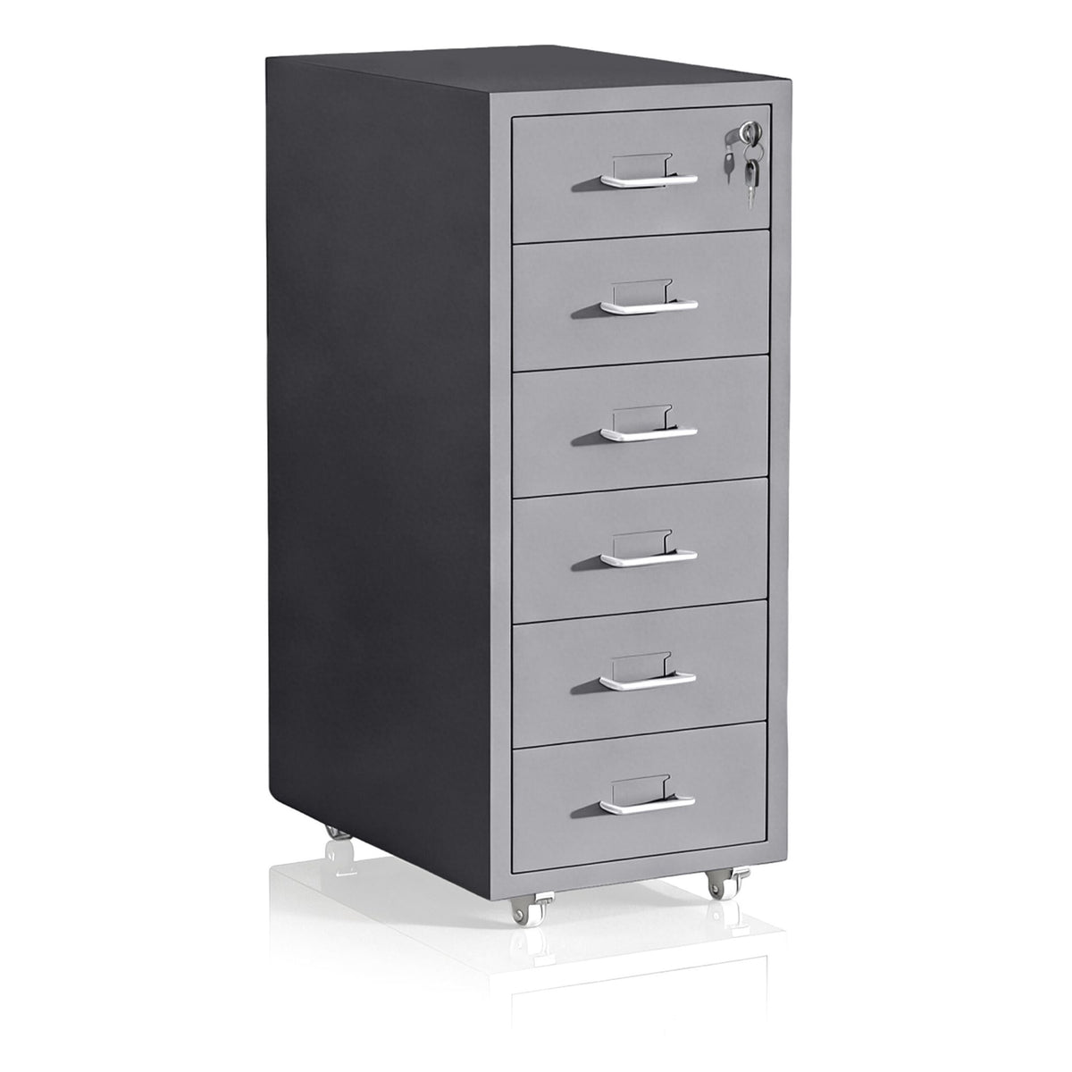 Steel Mobile Desk Pedestal, 6 Drawers, Lockable