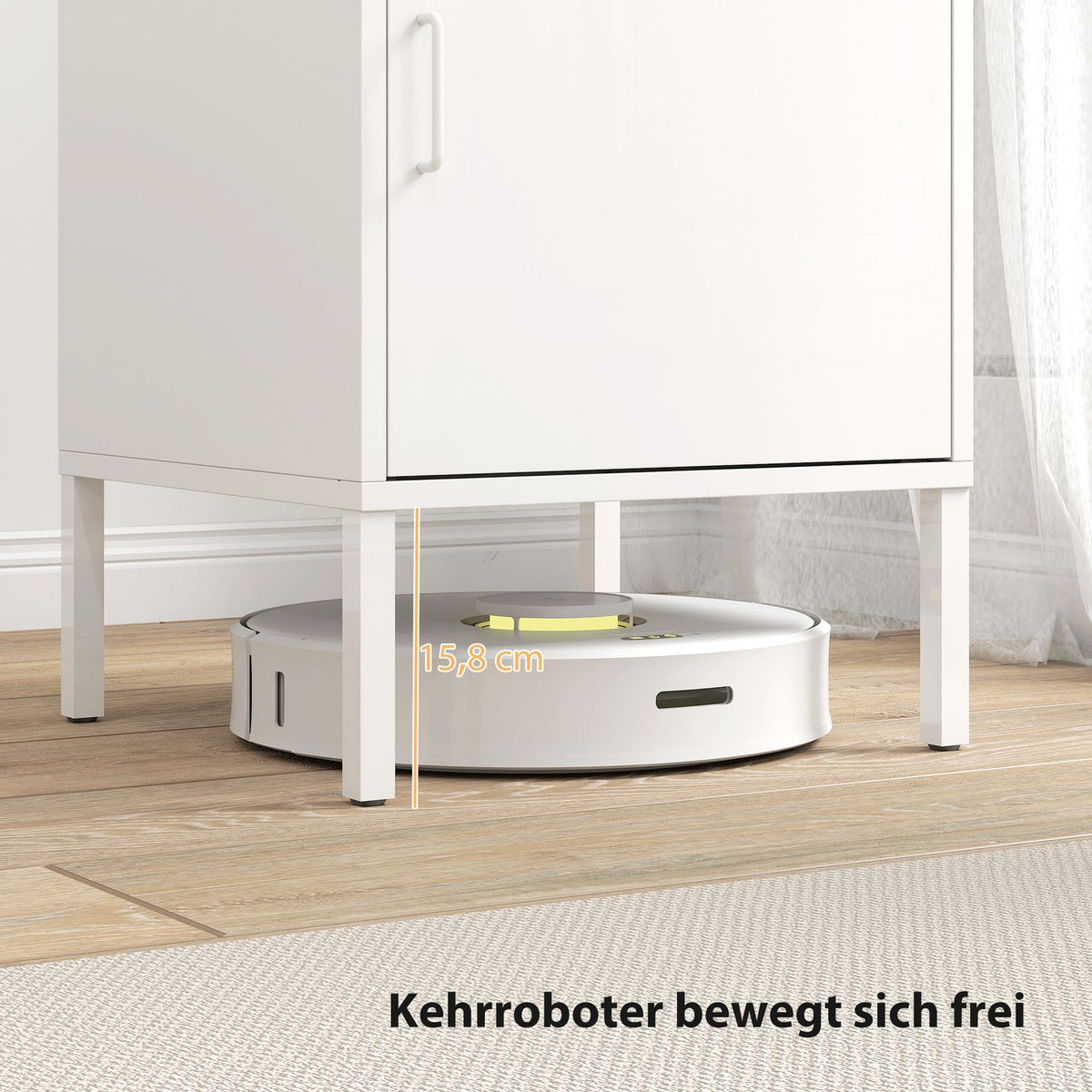 Steel Nightstand with Adjustable Shelf – White, 40x40x56 cm