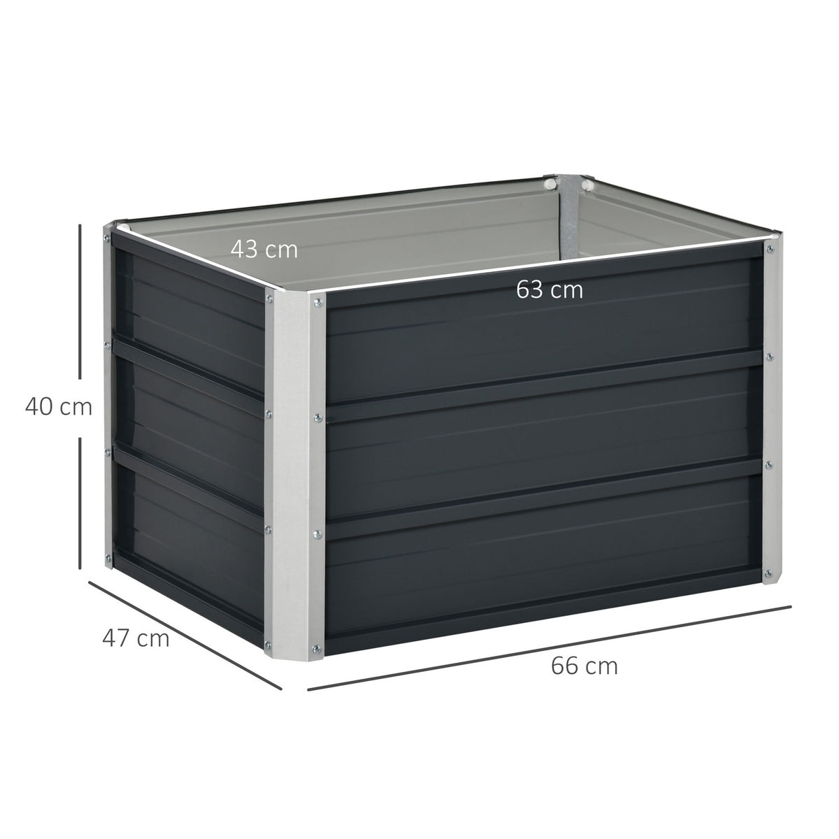 Steel Raised Bed Garden Bed Planter Box With Gloves, Robust, Dark Gray, 66X47X40Cm