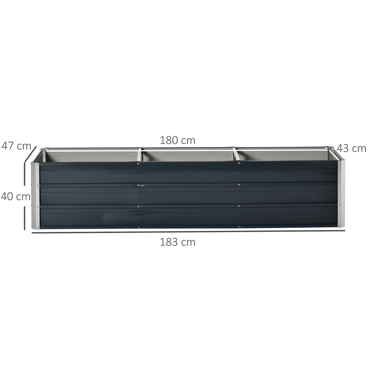 Steel Raised Bed Xxl Garden Bed Planter Box With Gloves, Dark Gray, 183X47X40Cm