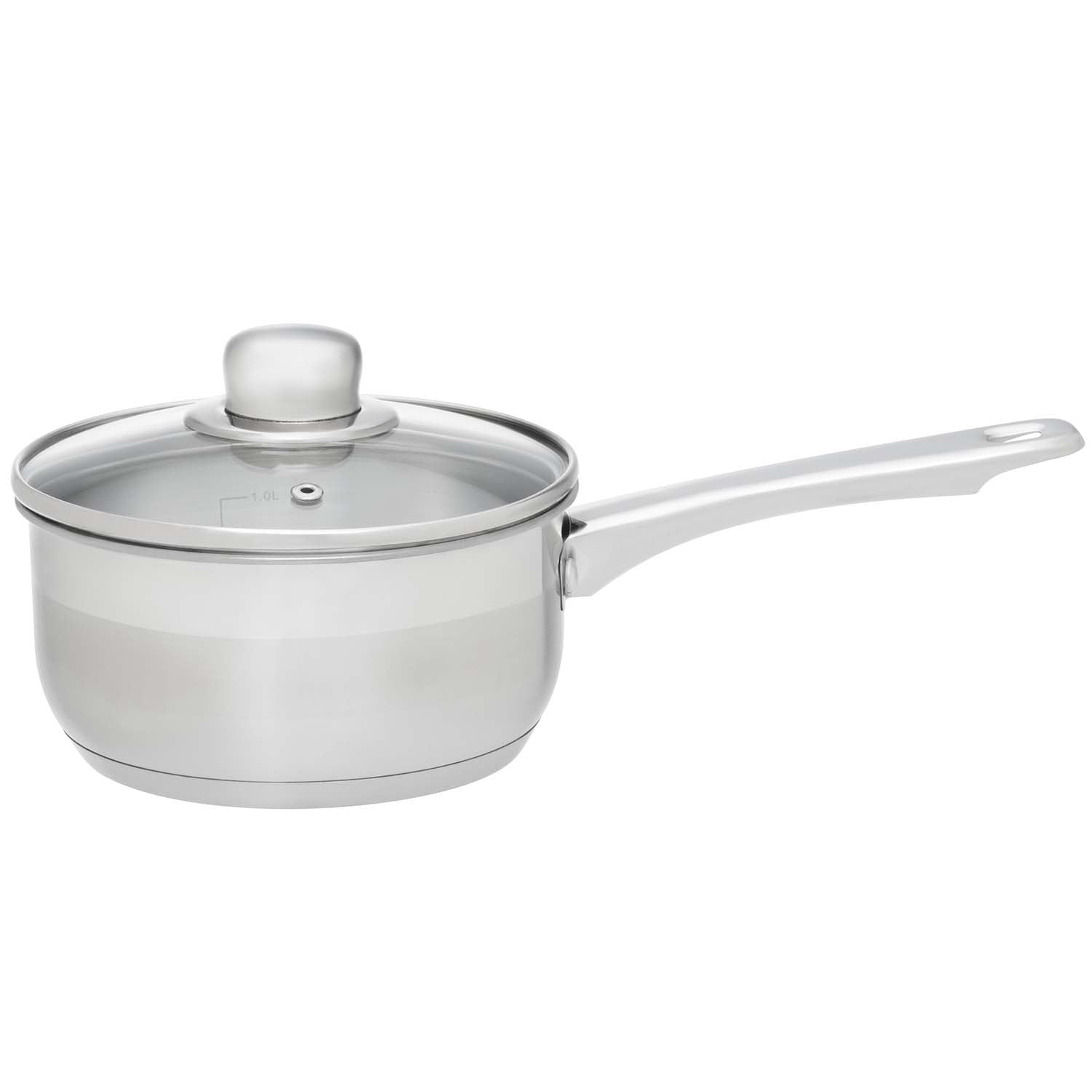 Steel Saucepan with Glass Lid, 1.5L Capacity