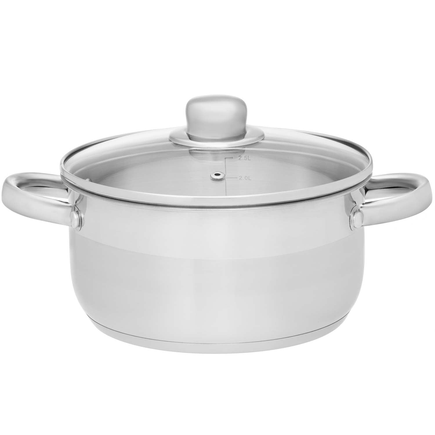 Steel Saucepan with Glass Lid, 3L Capacity