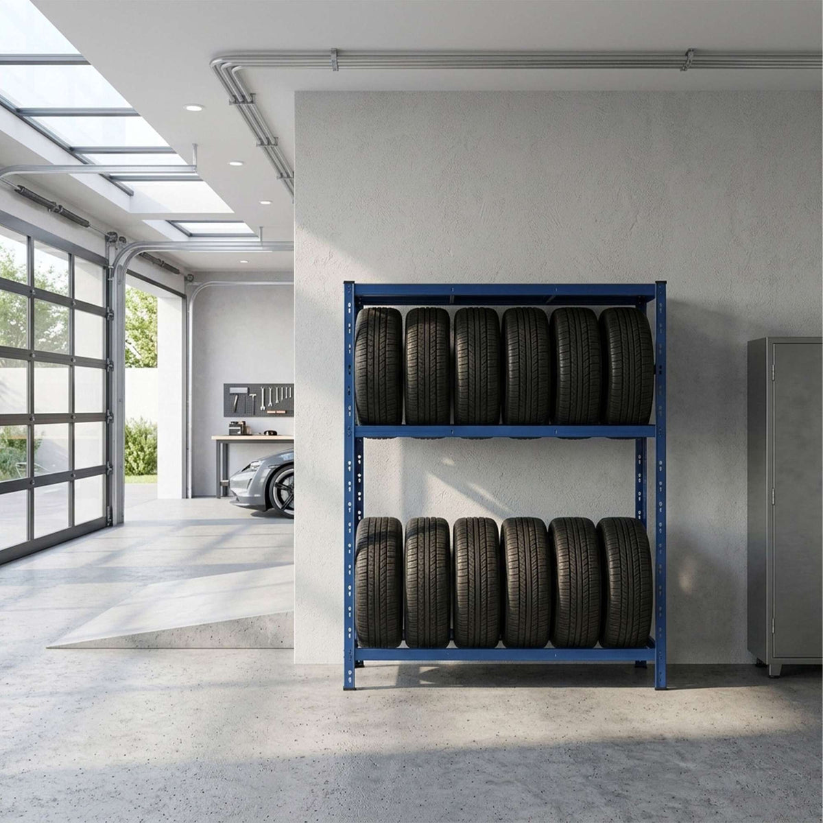 Steel Tyre Rack With Adjustable Shelves, Easy Assembly
