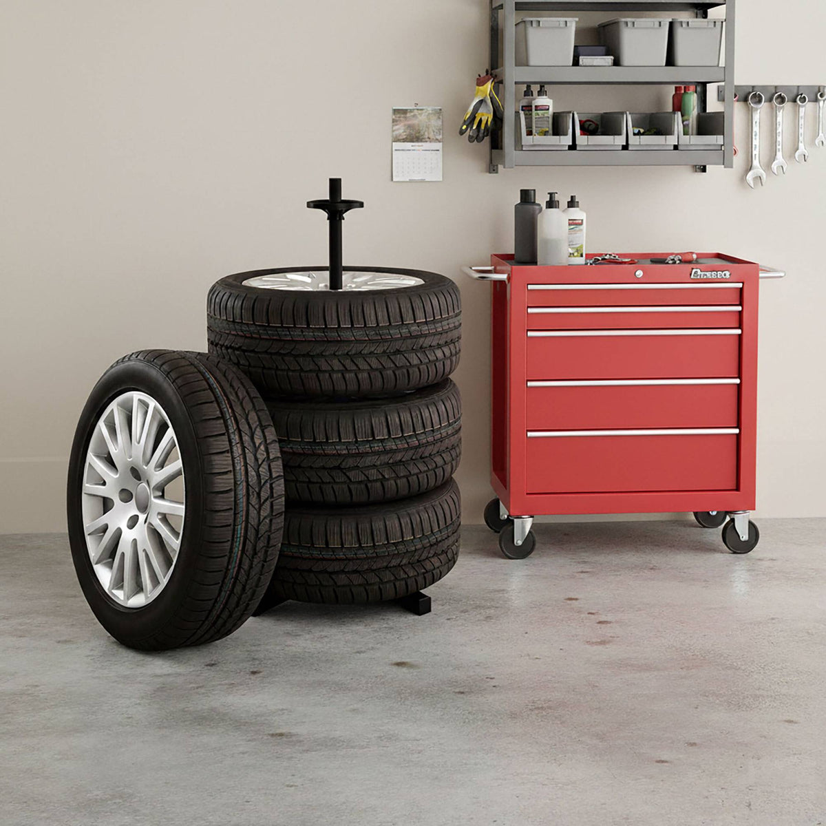 Steel Tyre Rack for 4 Tyres, 285mm, 120kg Capacity