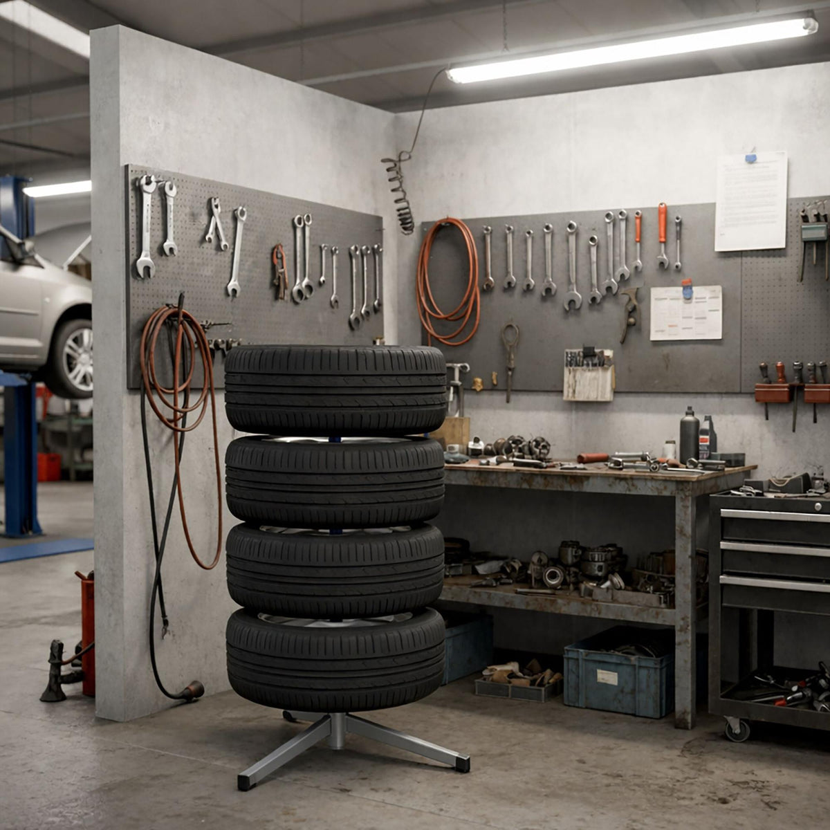 Steel Tyre Rack for 4 Tyres, 285mm Width, 120kg Load