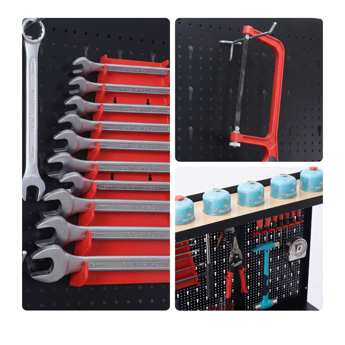 Steel Workbench With Pegboard And Storage Shelves